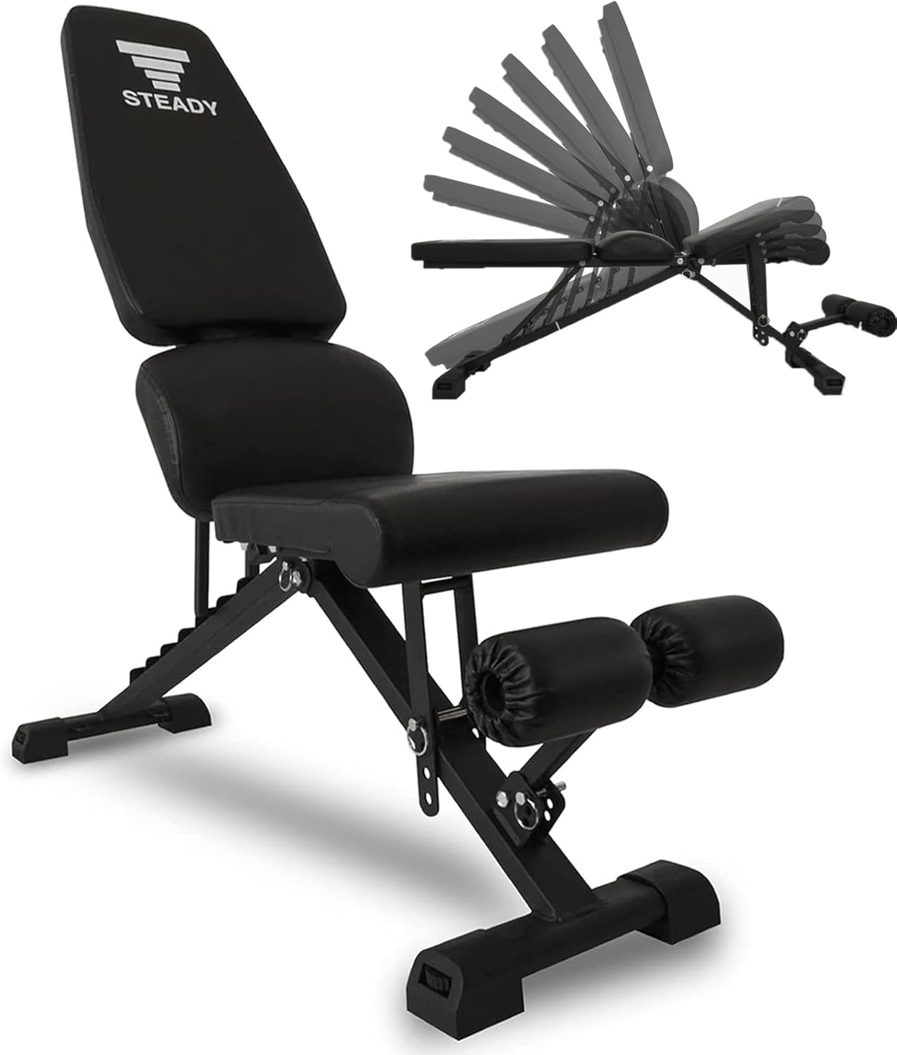 耐荷重330kgトレーニングベンチ【背面・座面角度調整/折り畳み可/腰保護パッド】筋トレ用ダンベルベンチ