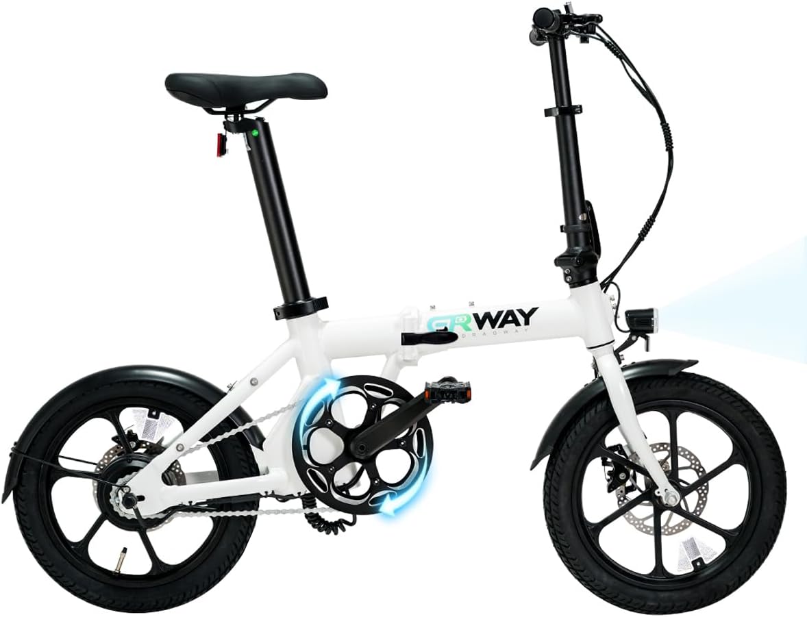 通勤に最適 ERWAY 16インチ折りたたみ電動アシスト自転車 A01 Lite 【公道可】最大90km走行 防水 軽量 免許不要