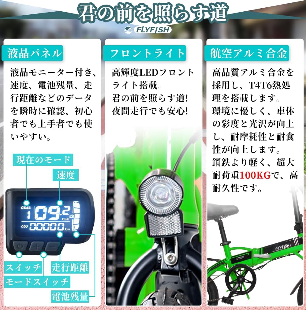 免許不要の公道走行可能 E-Bike 折り畳み式 250Wモーター 14インチ 極太タイヤ 街乗り用 カゴ付き