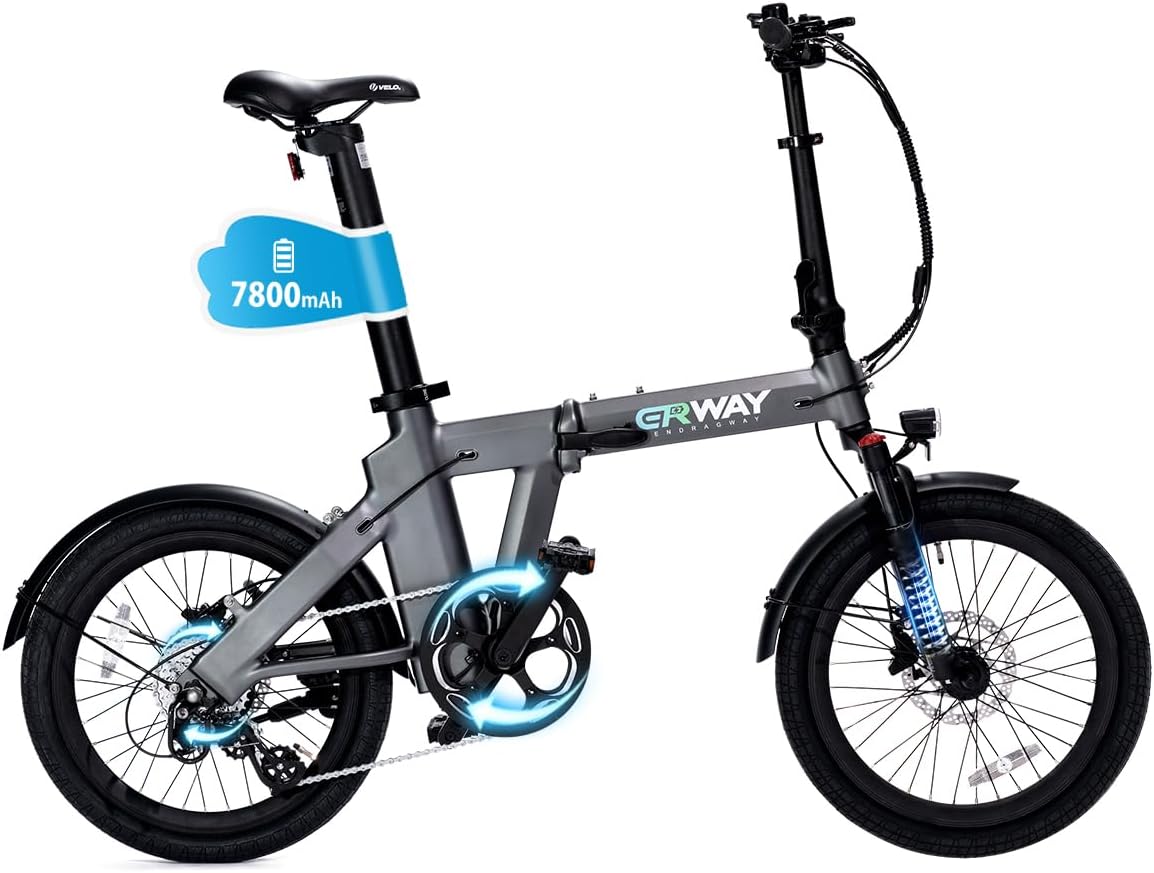 ERWAY 電動アシスト自転車 20インチ 折りたたみ 7.8Ahバッテリー 最大130km走行可能 型式認定 シマノ8段変速 ギア サスペンション装備 通勤用 防水 2024新仕様