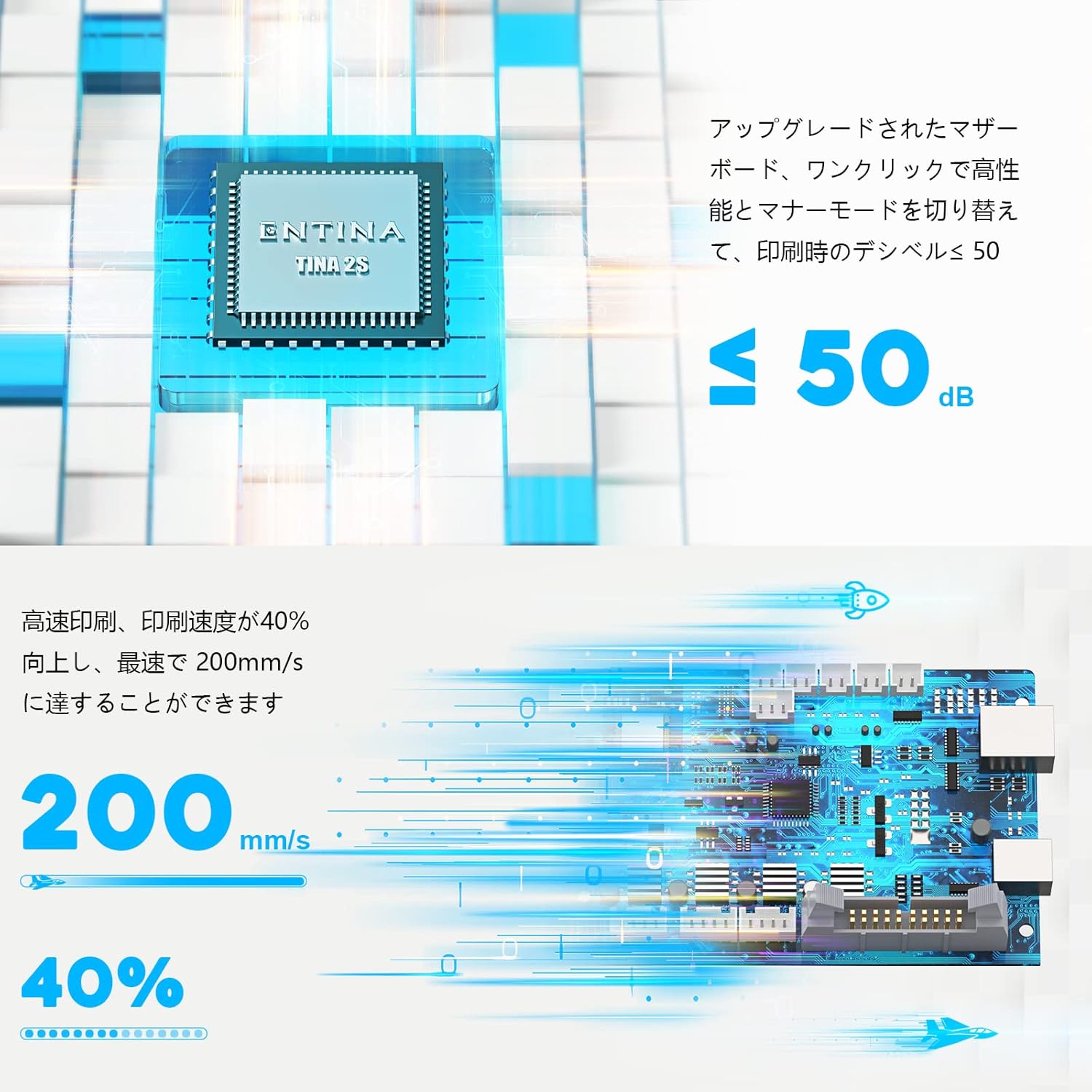 初心者向け 高精度ミニ3Dプリンター Entina Tina2S オートレベリング 100x105x100mm