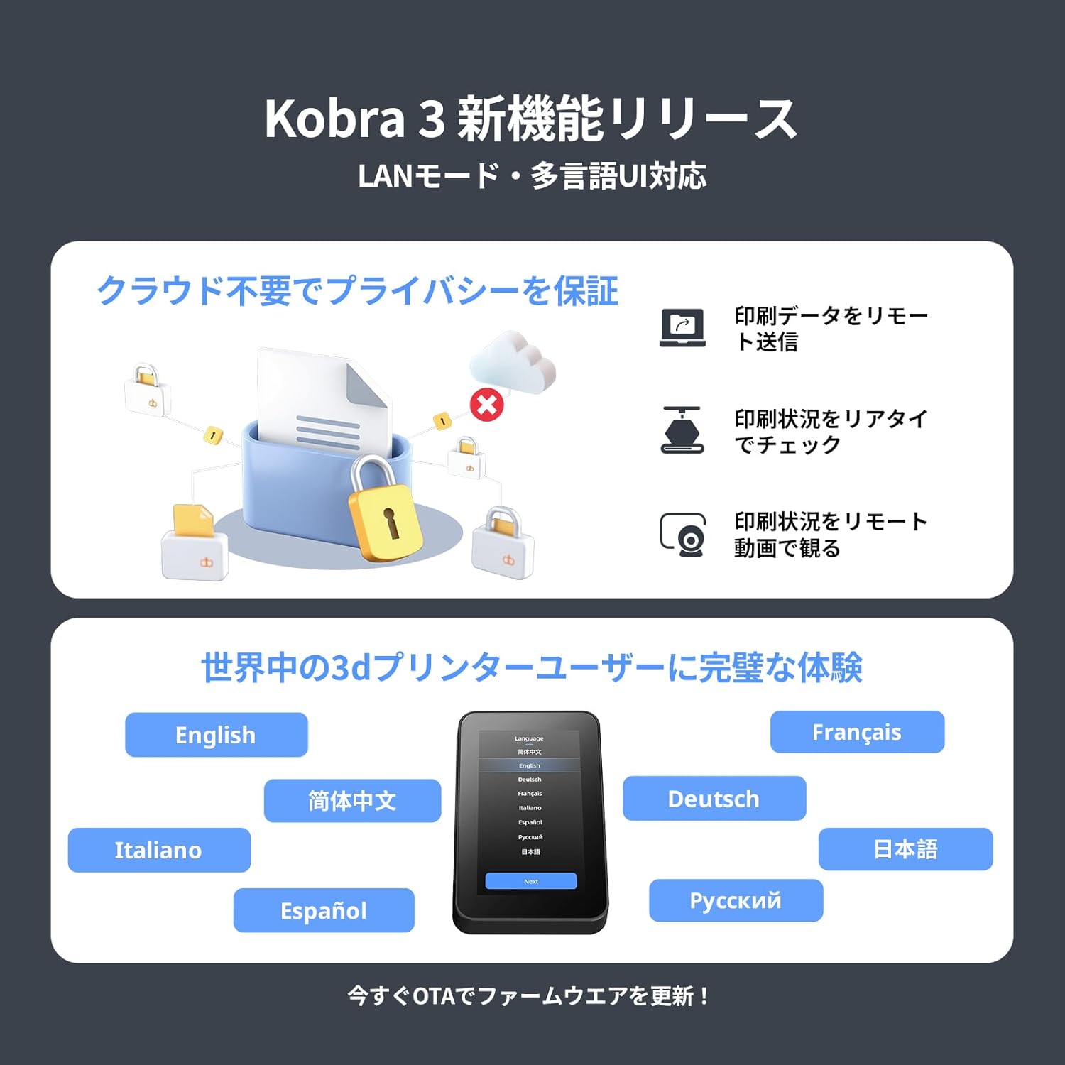 Anycubic Kobra 3 FDM 3Dプリンター - 最大印刷速度600mm/s、自動レベリング、初心者向け、印刷サイズ250x250x260mm