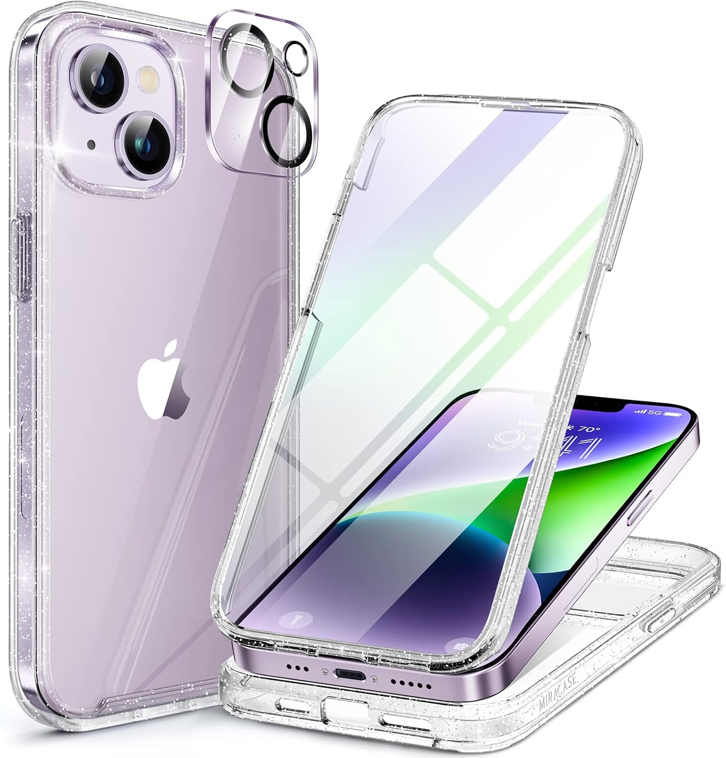 iPhone14用 360°フルカバー強化ガラスバンパーケース