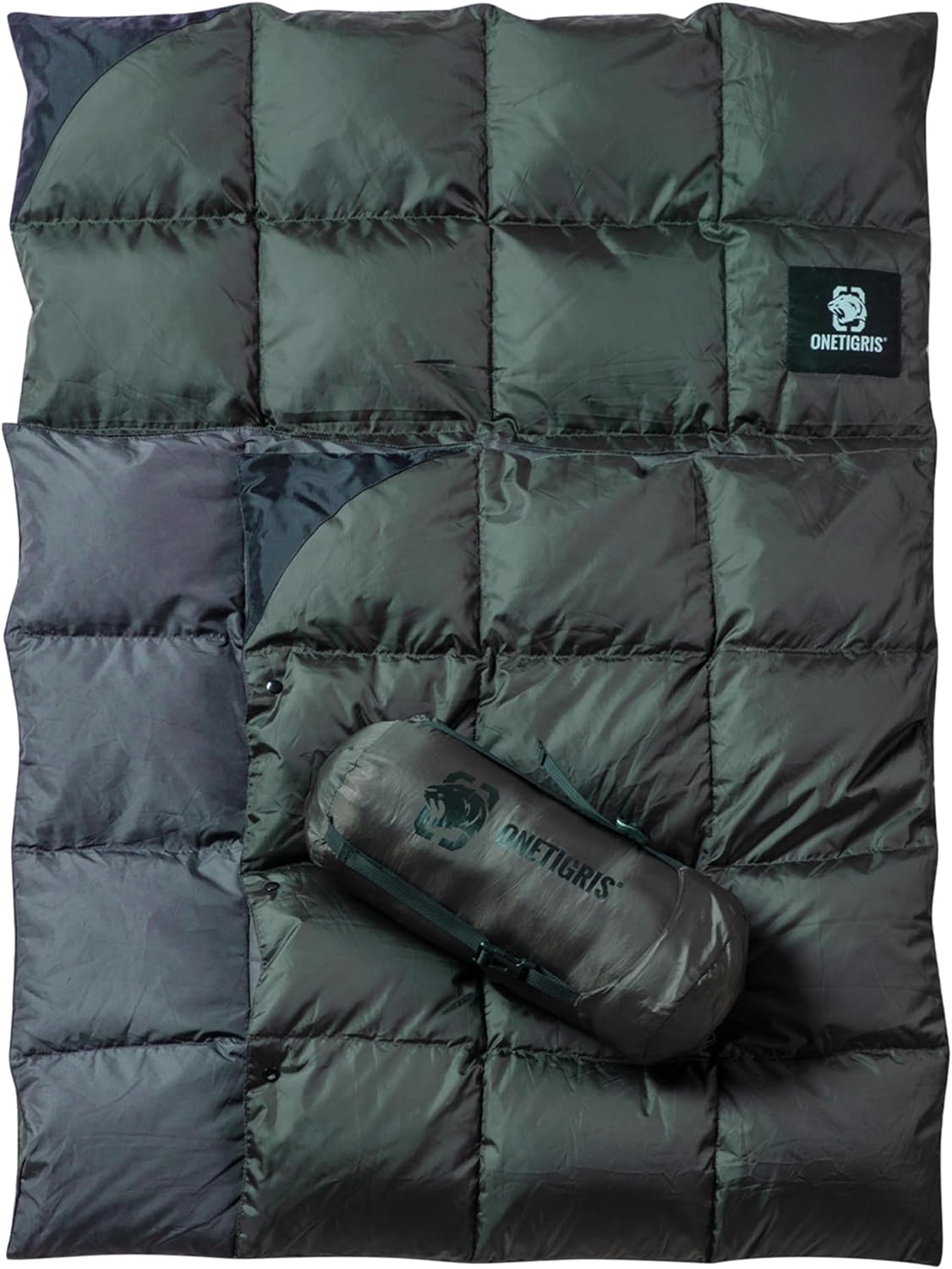 キャンプ用超軽量ダウンブランケット 195cm×135cm コンパクト収納袋付き (緑)