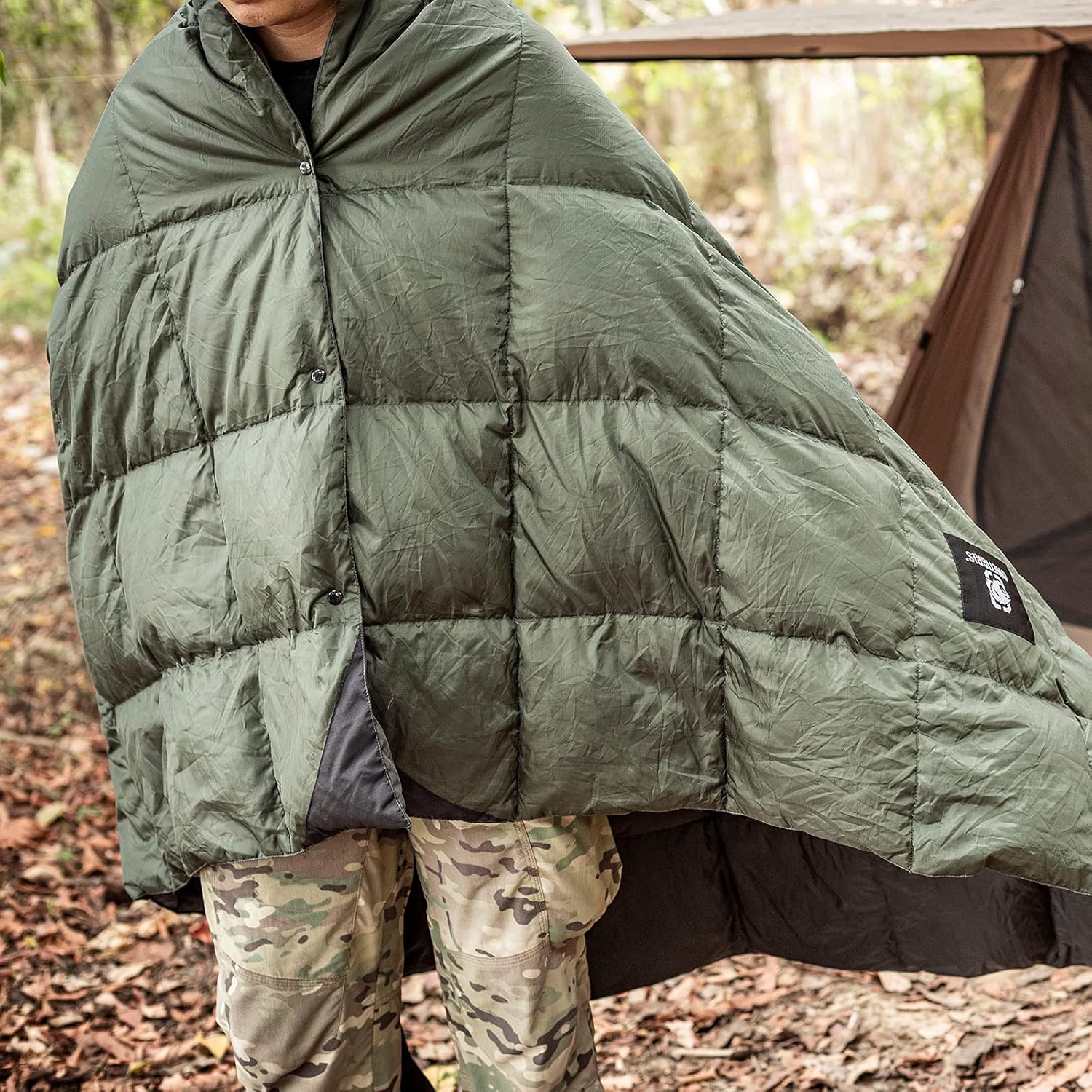 キャンプ用超軽量ダウンブランケット 195cm×135cm コンパクト収納袋付き (緑)