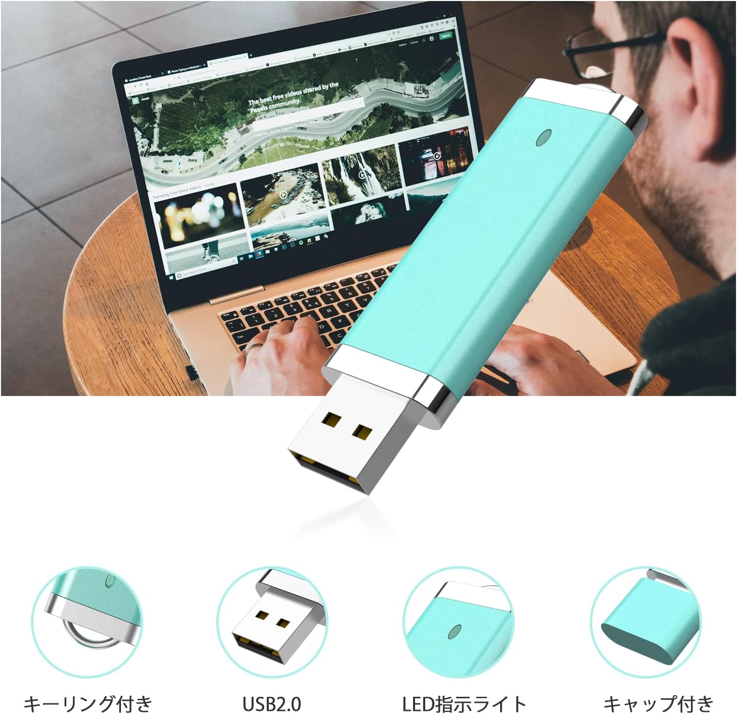 USBメモリ 1GB 5個セット キャップ式 軽量 超高速データ転送 Windows対応 五色展開