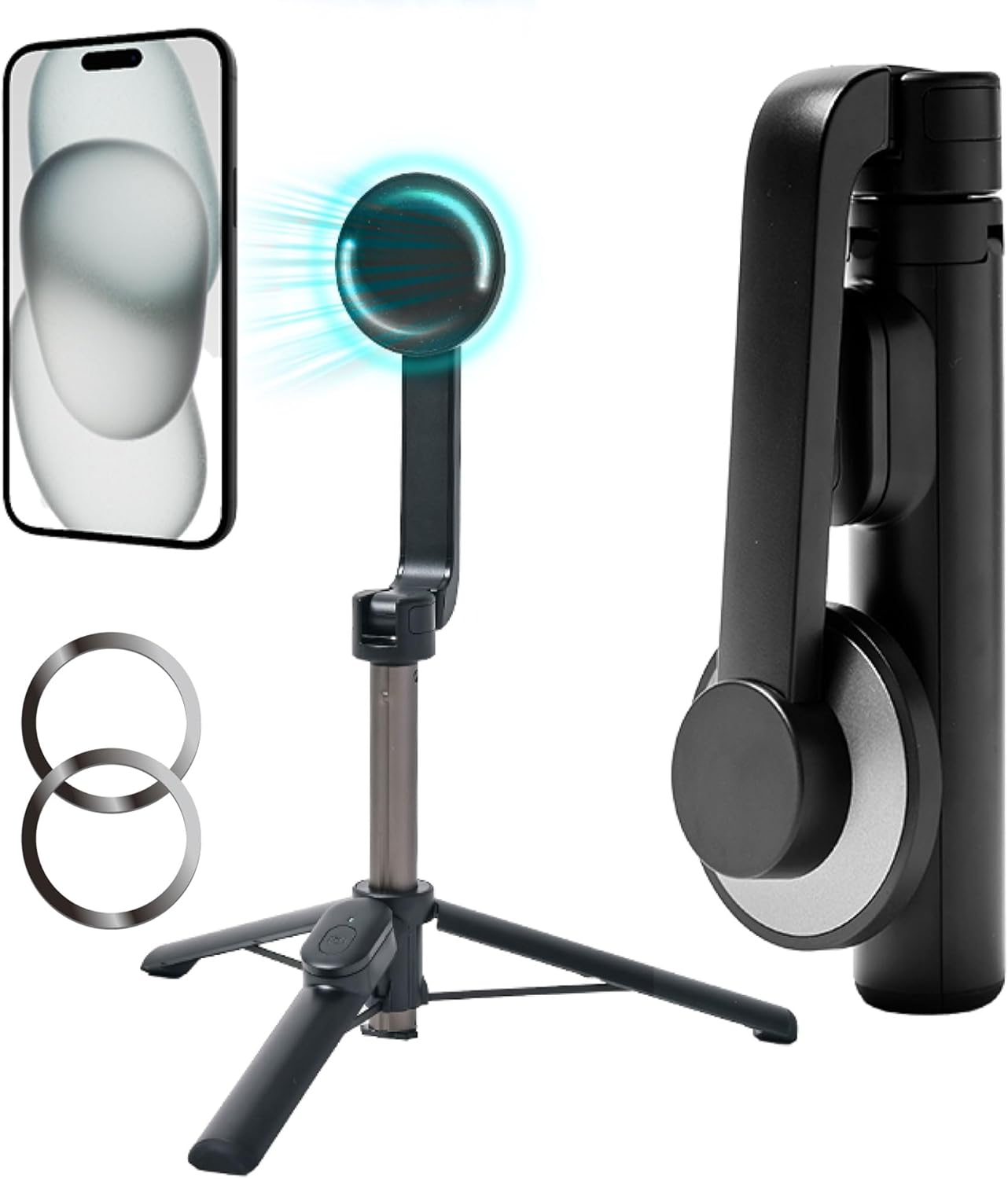 手のひらサイズのNEWT MagSafe自撮り棒(三脚・Bluetoothリモコン付き)ブラック