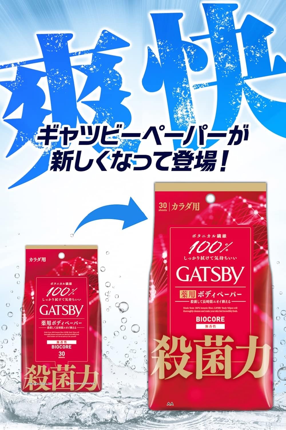 無香性バイオコアデオドラントボディペーパー メンズ30枚×3個セット【医薬部外品】