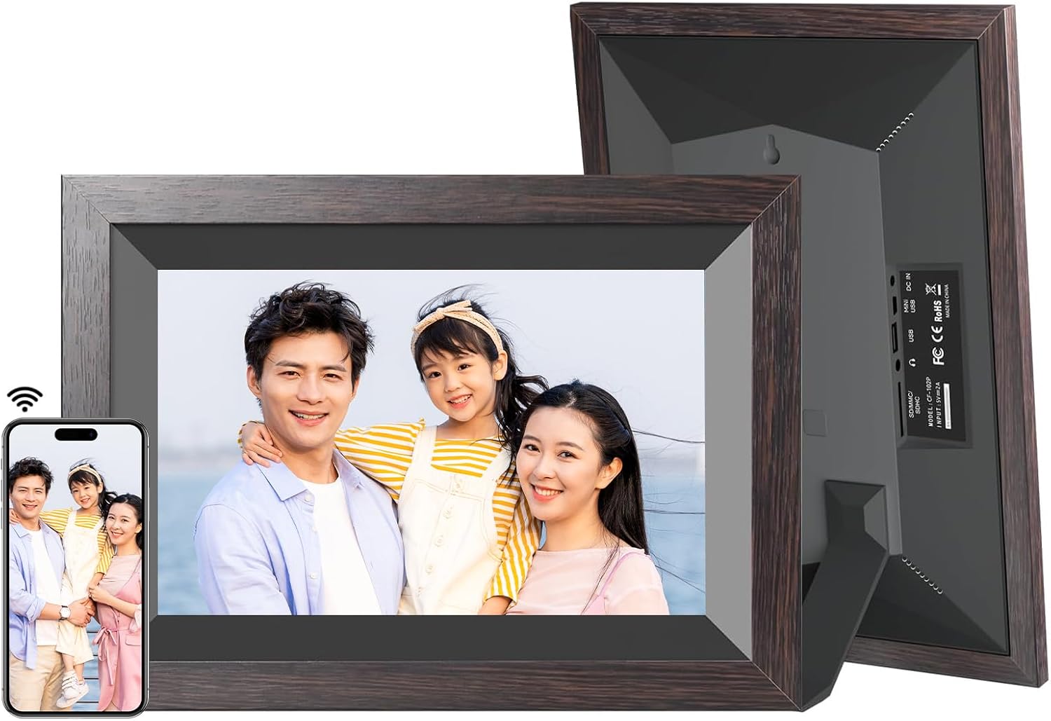 母の日・父の日ギフト KODAK 10インチ木製デジタルフォトフレーム Wi-Fi対応 タッチスクリーン
