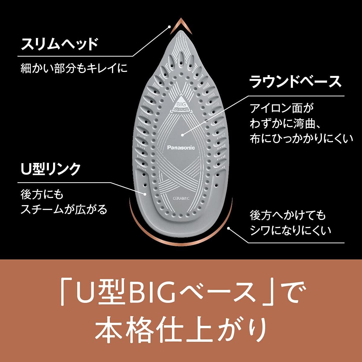 パナソニック ゴールド調コード付きスチームアイロン NI-U700-N