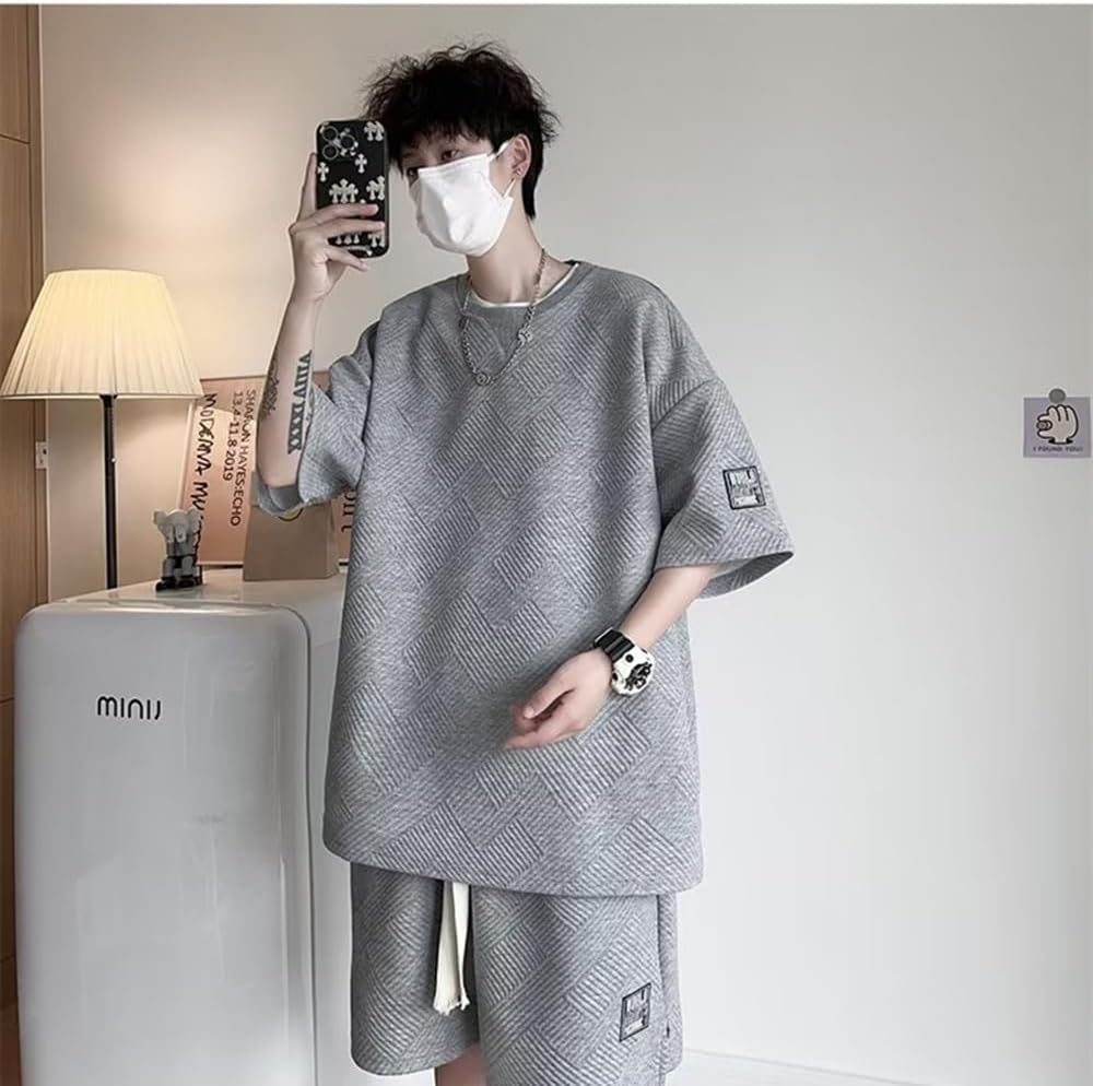 メンズ 夏の吸汗速乾セットアップ 半袖Tシャツ＆ハーフパンツ