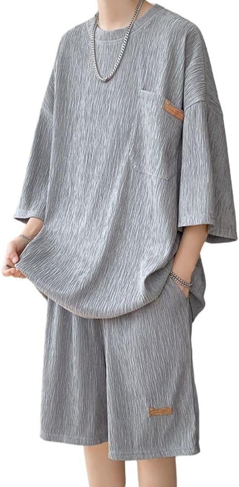 メンズ 夏用 半袖 Tシャツ＆ショートパンツ セットアップ 大きいサイズ カジュアル通気性 ルームウェア