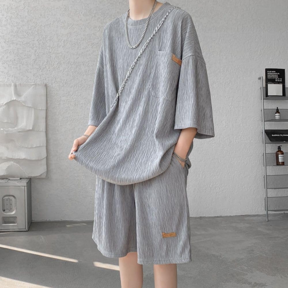メンズ 夏用 半袖 Tシャツ＆ショートパンツ セットアップ 大きいサイズ カジュアル通気性 ルームウェア