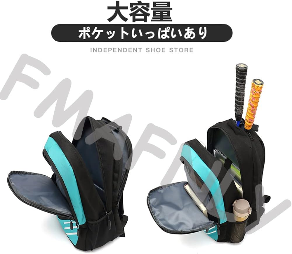 テニスラケット2本収納 防水スポーツバックパック