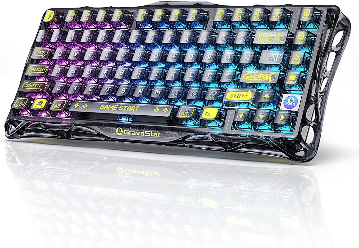 GravaStar K1 Lite 無線メカニカルキーボード 75%配列 テンキーレス RGBバックライト USB-C接続