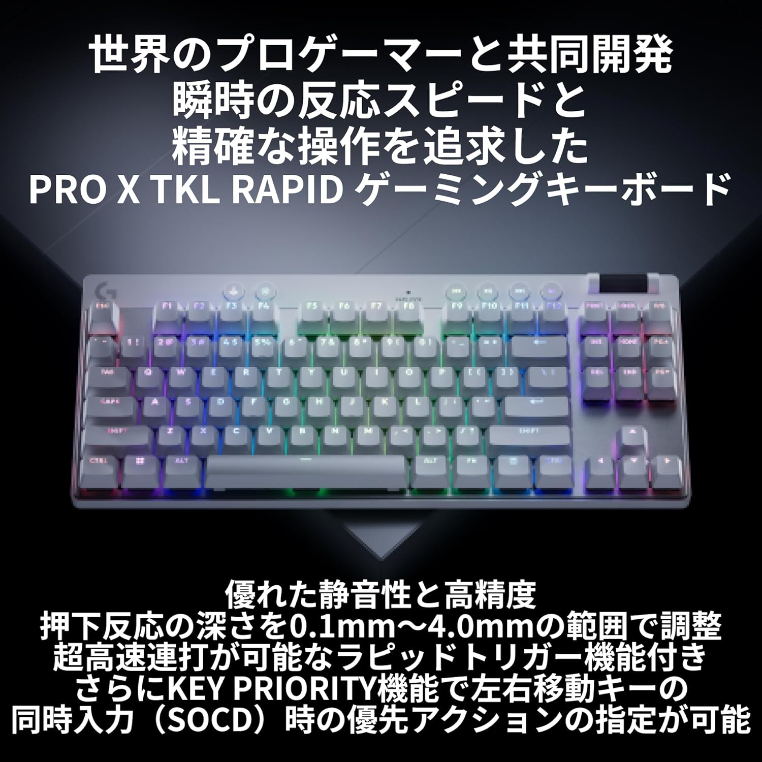 Logicool G PRO X TKL 有線ゲーミングキーボード 日本語配列 LIGHTSYNC RGB 磁気式アナログスイッチ 35g 押下圧