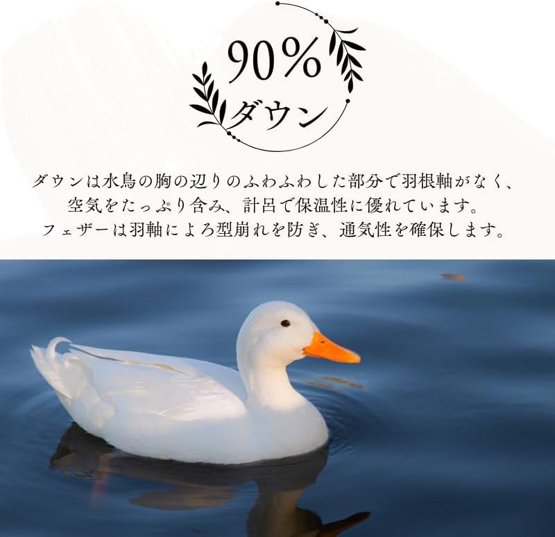 日本製羽毛掛け布団 シングルロング ホワイトダックダウン90% 20マス立体キルト 消臭抗菌 3年保証 かさ高145mm以上