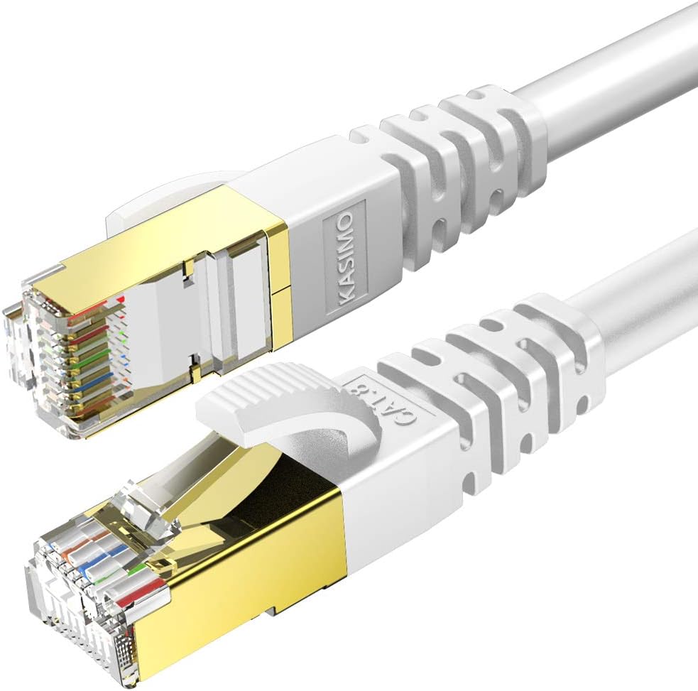 超高速CAT8 LANケーブル 2m RJ45 二重シールド 40Gbps対応（白）