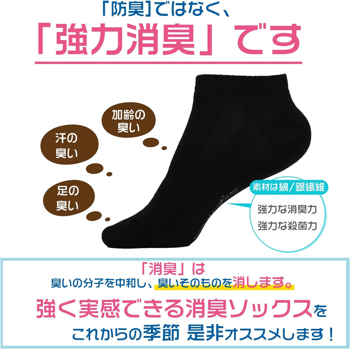 ギフトBOX付き強力消臭アンクルソックス6足セット メンズ用高級綿