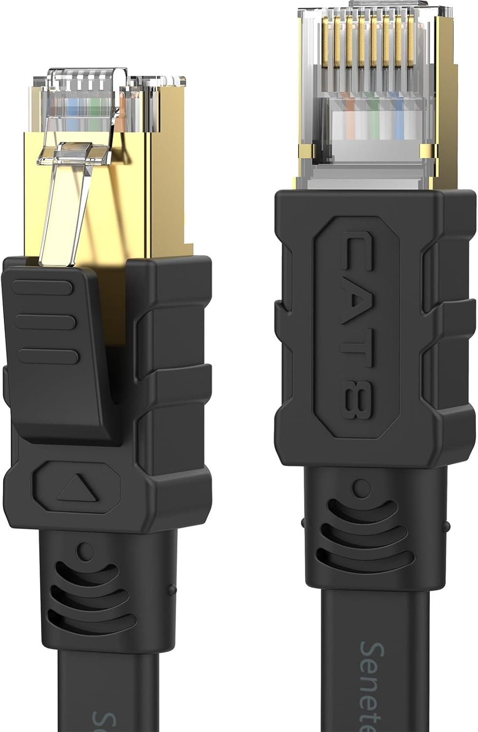 超高速インターネット用 CAT8 LANケーブル 1m フラット ブラック RJ45