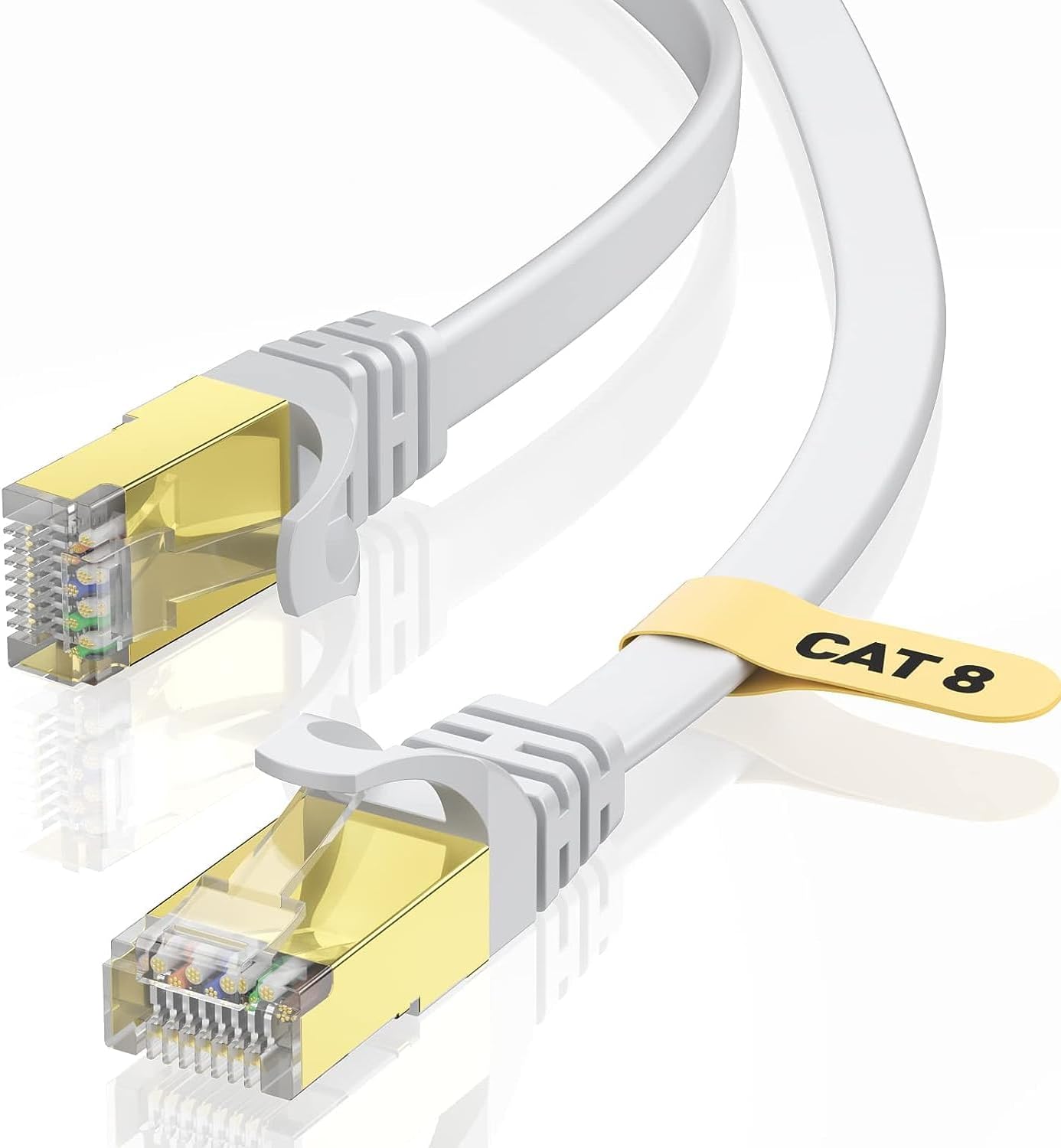 高速イーサネットケーブル Cat8 5M RJ45 コネクタ付き フラット型 金メッキ