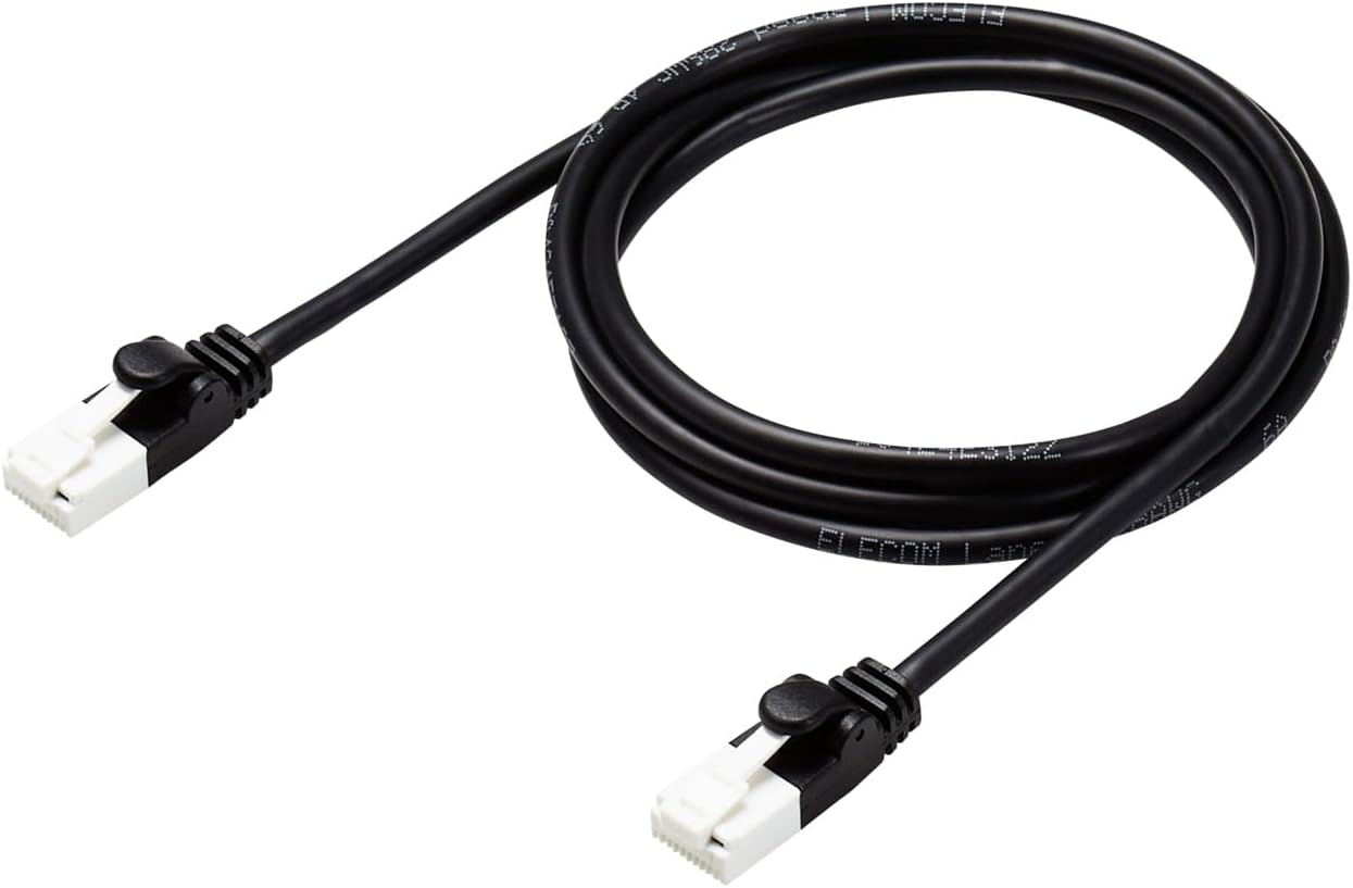 爪折れ防止コネクタ付きエレコム LANケーブル CAT6A 1m ブラック