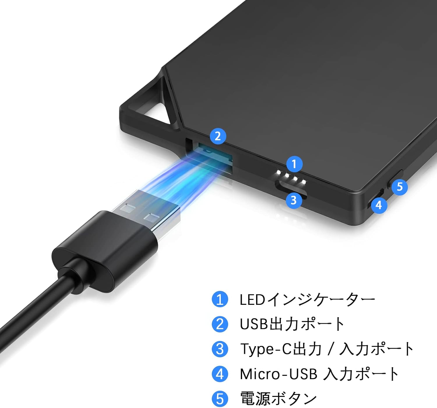 モバイルバッテリー 10000mAh 軽量・薄型 iPhone・Android対応【PSE認証済】
