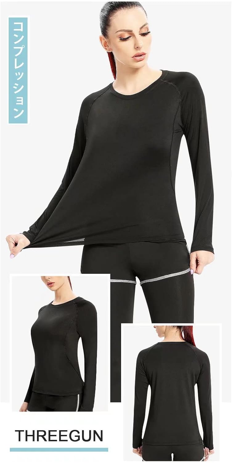 レディース コンプレッション インナーシャツ 速乾 長袖 ゴルフ・トレーニング用