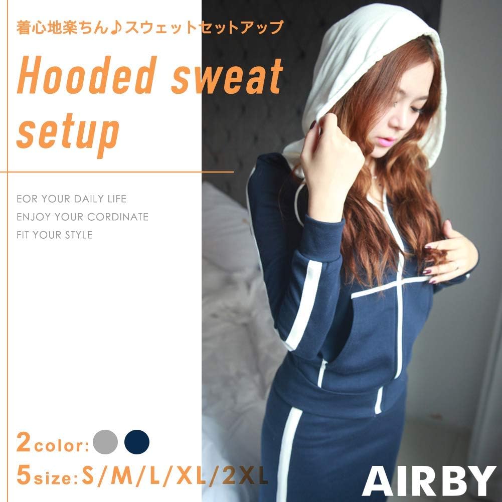 バイカラー フード付き ジャージ上下セット S～2XL