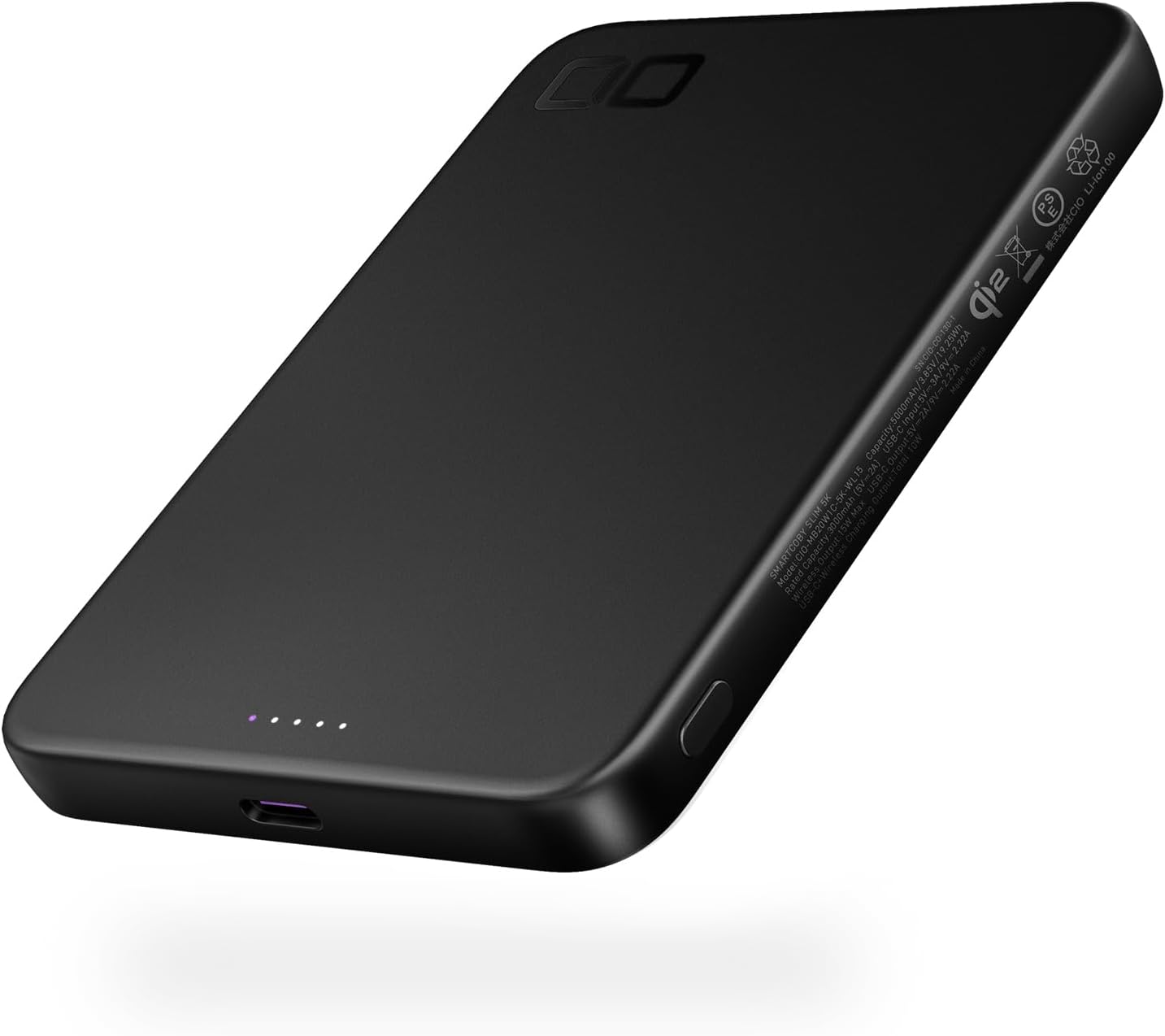 MagSafe対応 超薄型モバイルバッテリー 5000mAh タイプC PD 20W ブラック