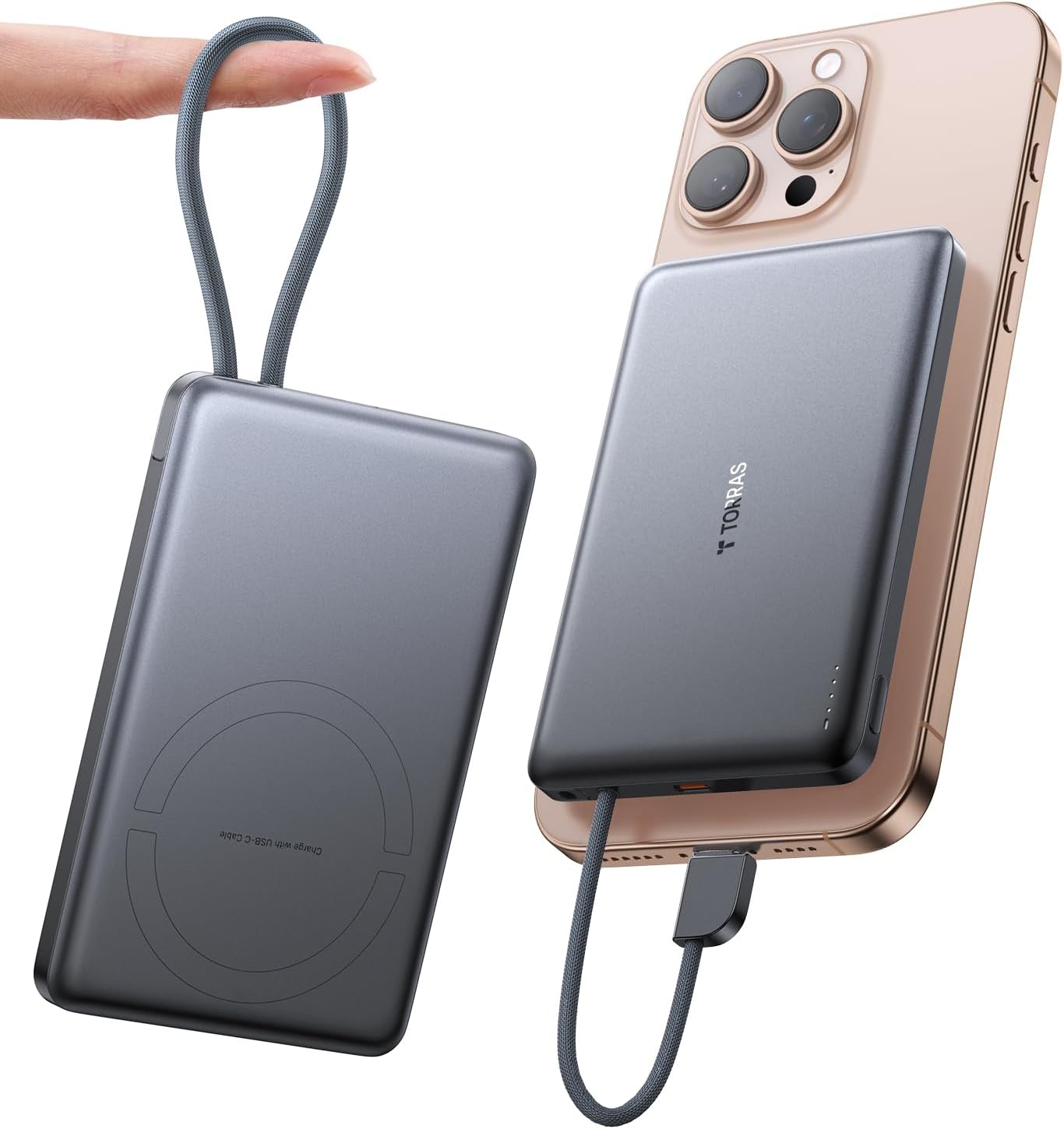 TORRAS 10000mAh モバイルバッテリー PD22.5W マグネット固定対応 薄型 軽量 2台同時充電可能