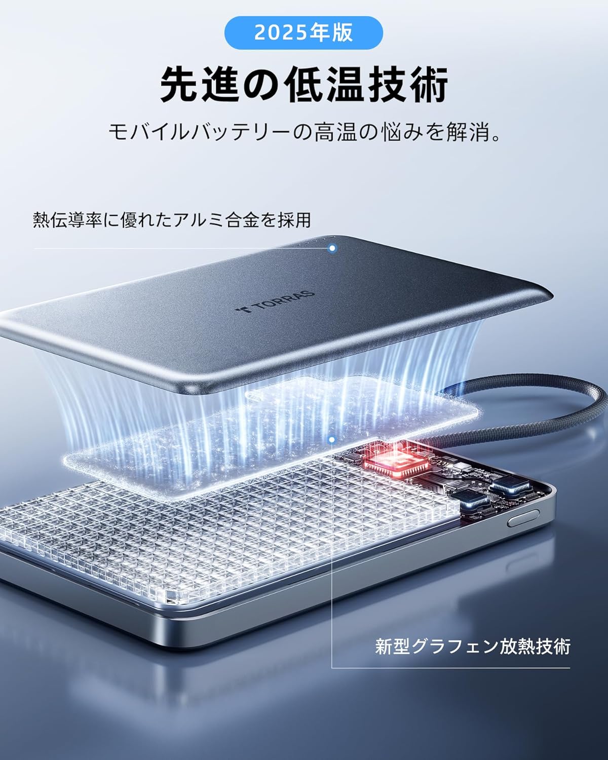 TORRAS 10000mAh モバイルバッテリー PD22.5W マグネット固定対応 薄型 軽量 2台同時充電可能