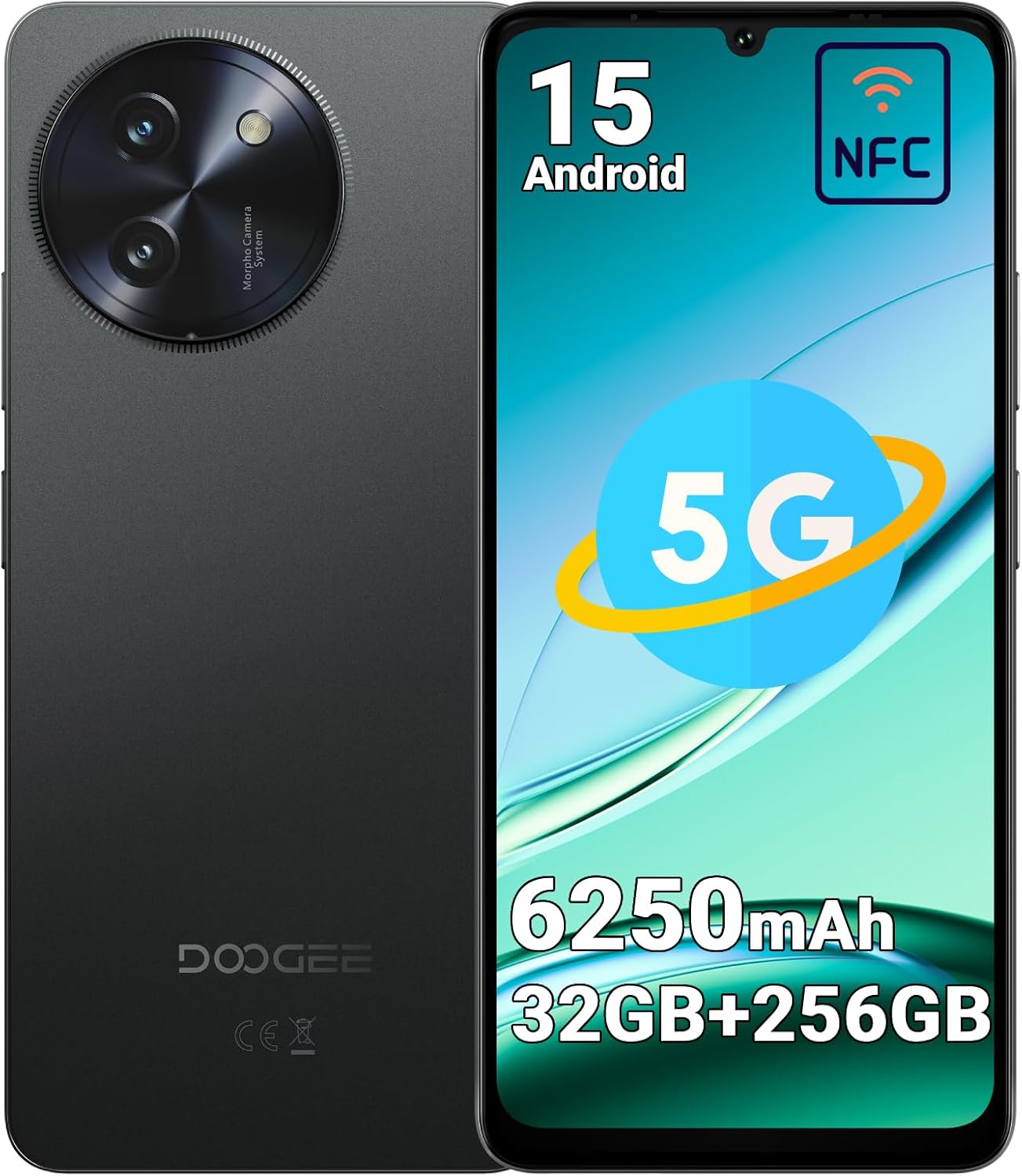 DOOGEE Note59 Pro 5G対応 SIMフリースマートフォン 32GB+256GB 6250mAhバッテリー 6.75インチ大画面