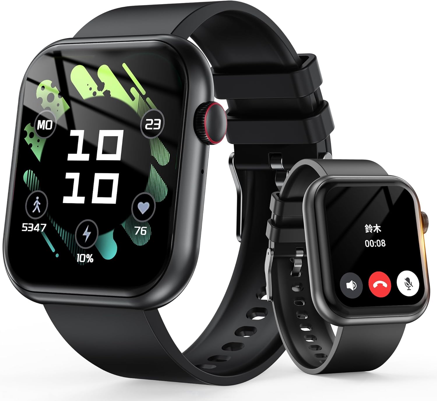 2025年新型スマートウォッチ【Bluetooth5.2対応・IP67防水】メンズ・レディース用 ブラック