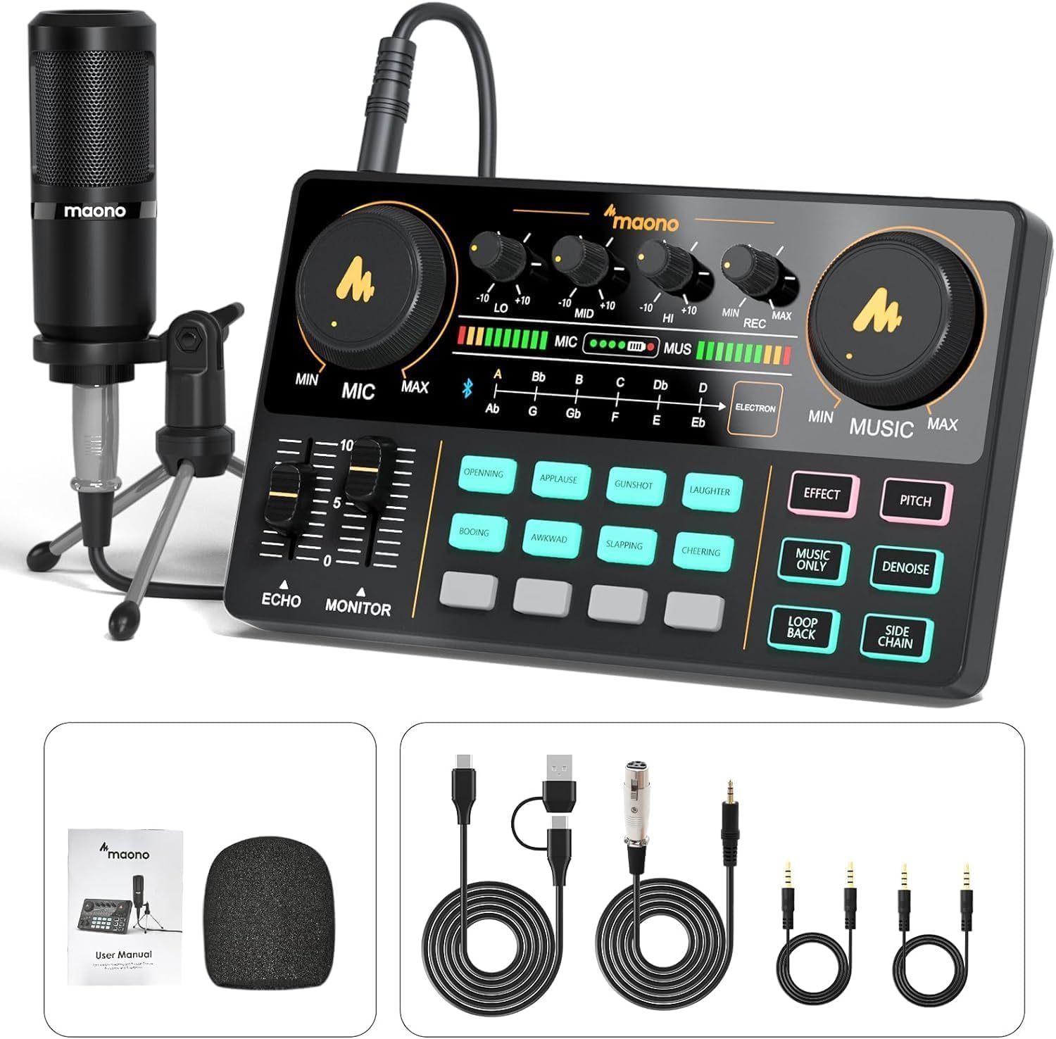 ポータブルオーディオインターフェース マルチエフェクター Mixer - 配信機材（YouTube/TikTok/Facebook対応）