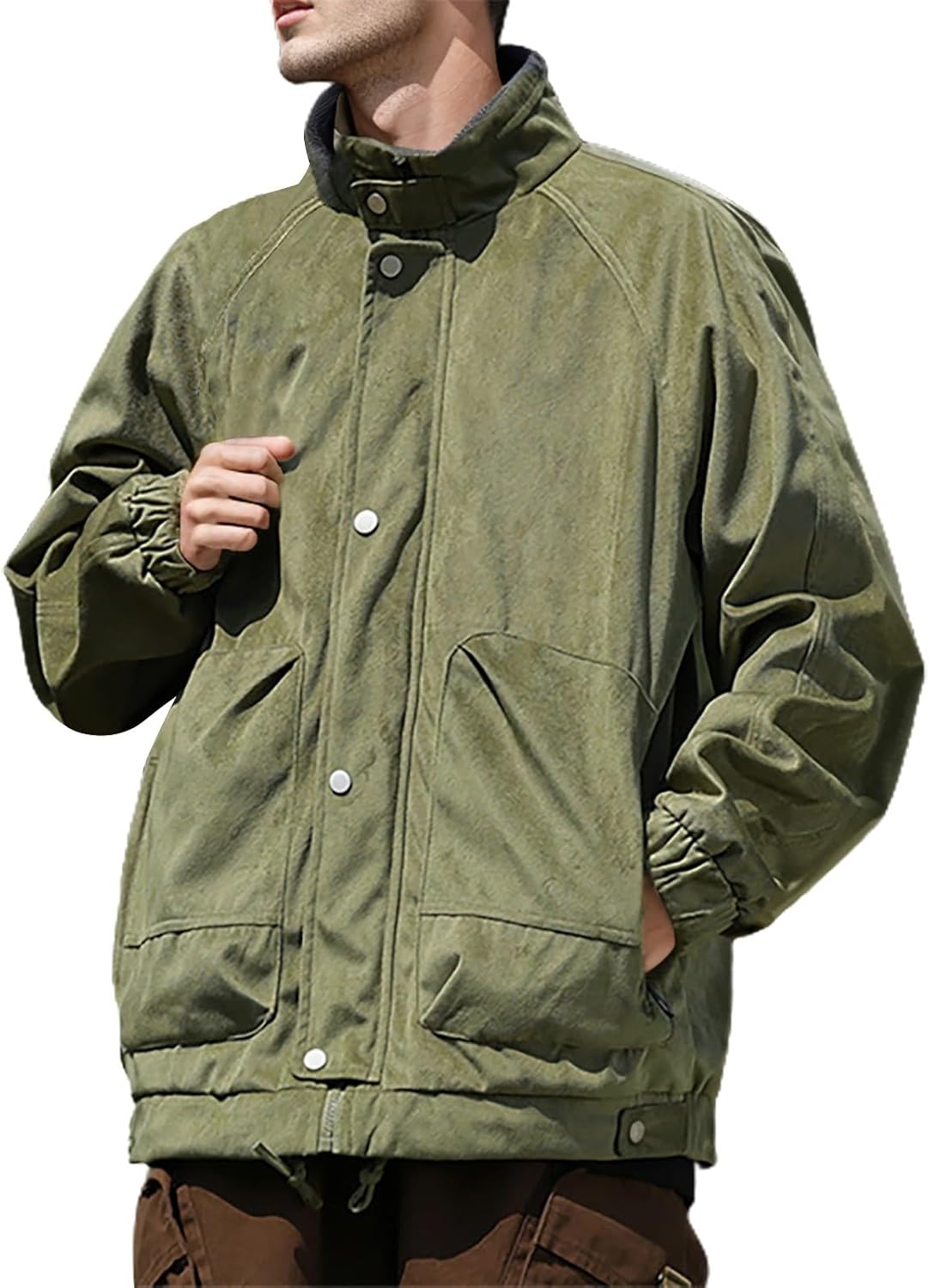 冬のアウトドア作業着 メンズ 5L ヒーター付きダウンジャケット フリース ハイネック