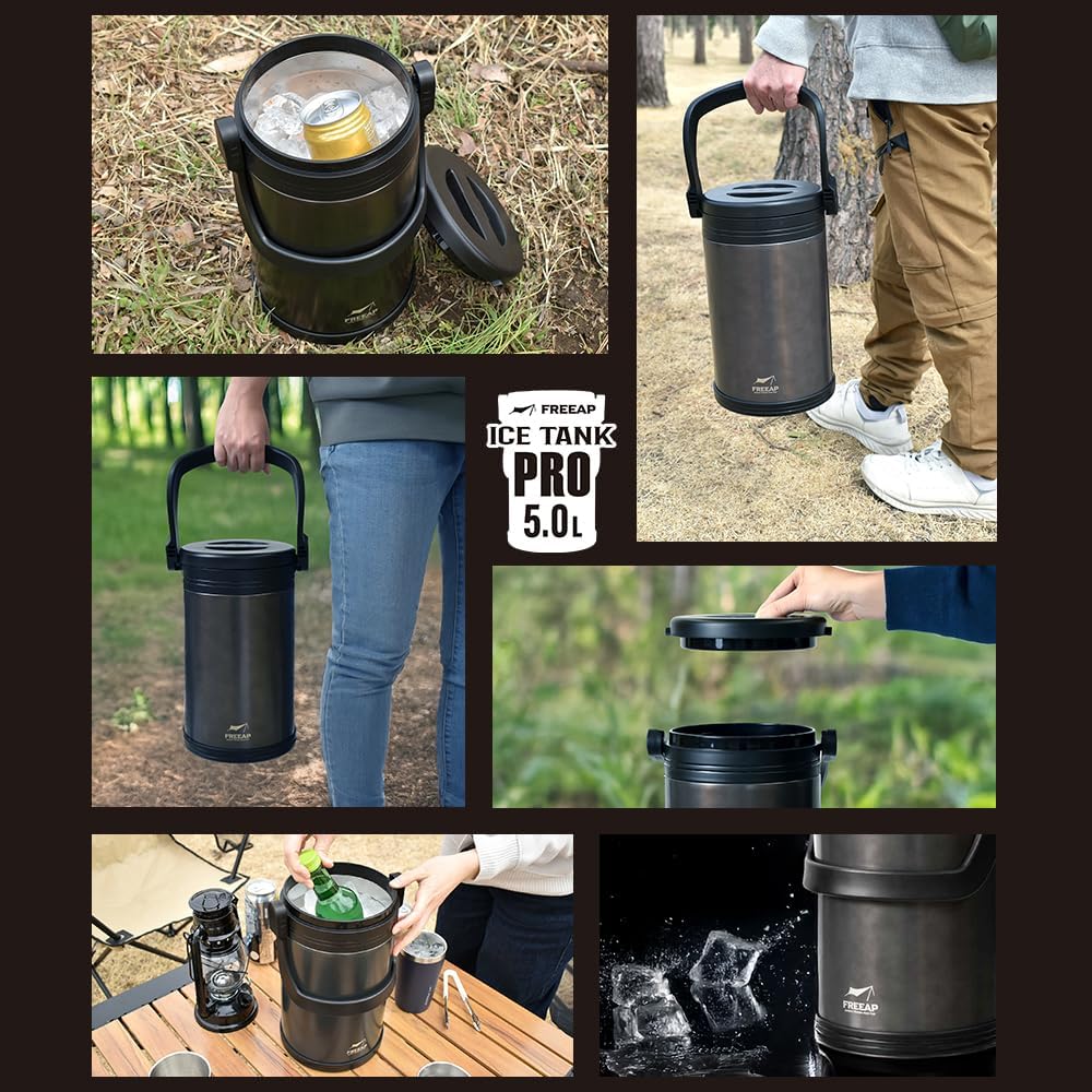大容量5L縦型アイスタンク - キャンプ用保冷クーラーボックス