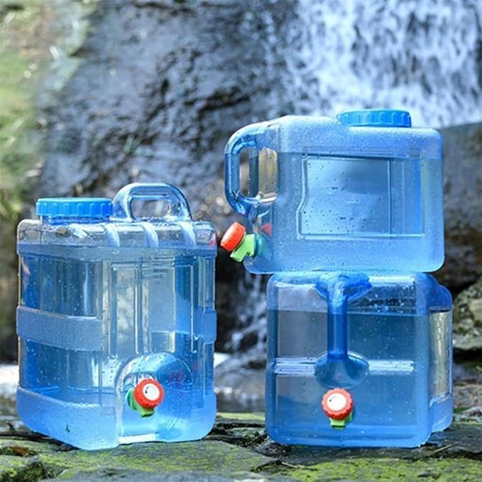 安全素材 大容量 5L バケツ コック付き 屋外用 水タンク ブルー