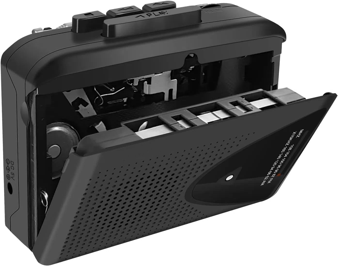 ポータブルカセットプレーヤー AM/FMラジオ付き 軽量コンパクト ブラック