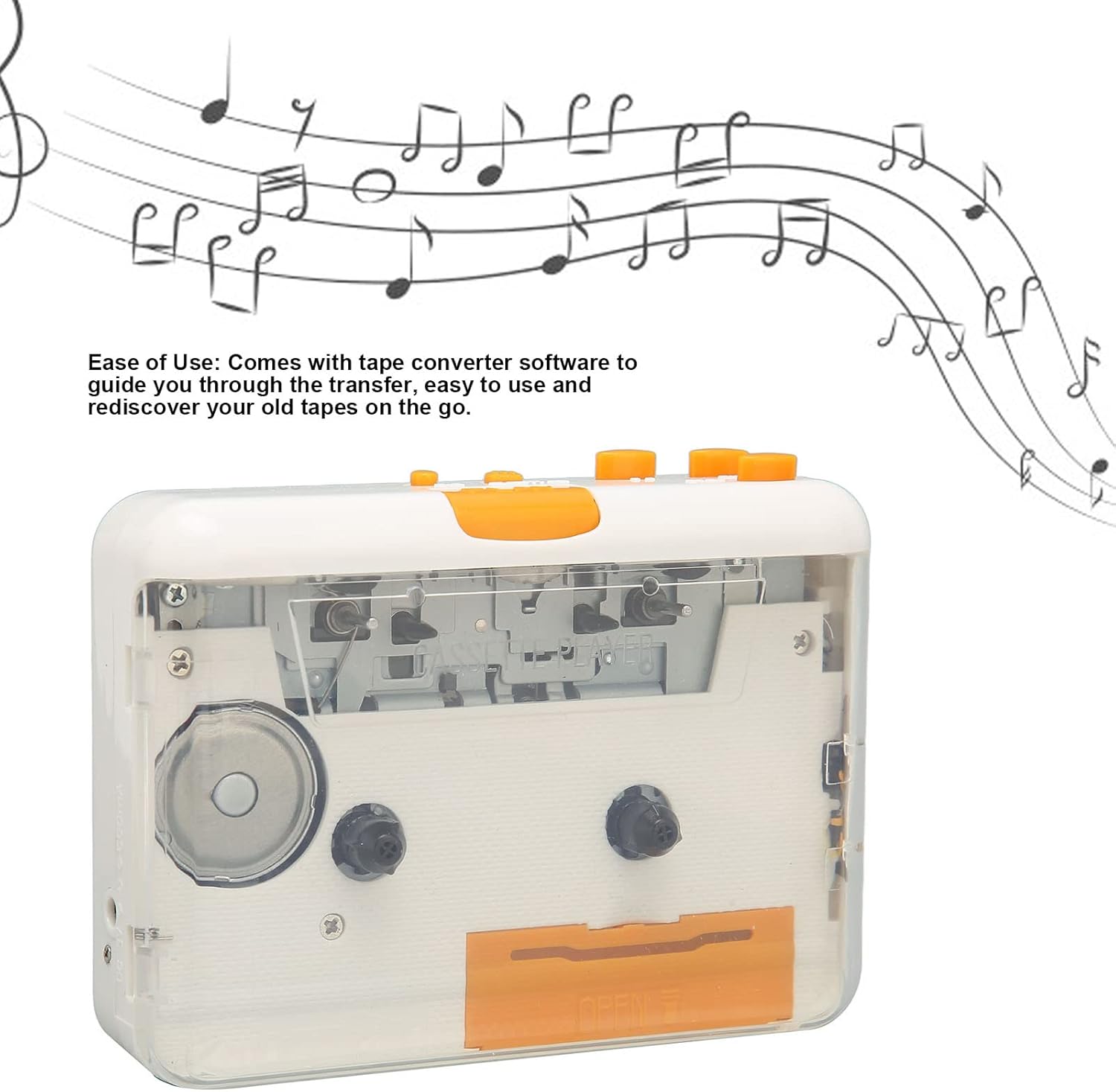 ポータブルカセットプレーヤー USBケーブル・イヤホン付き MP3コンバーター