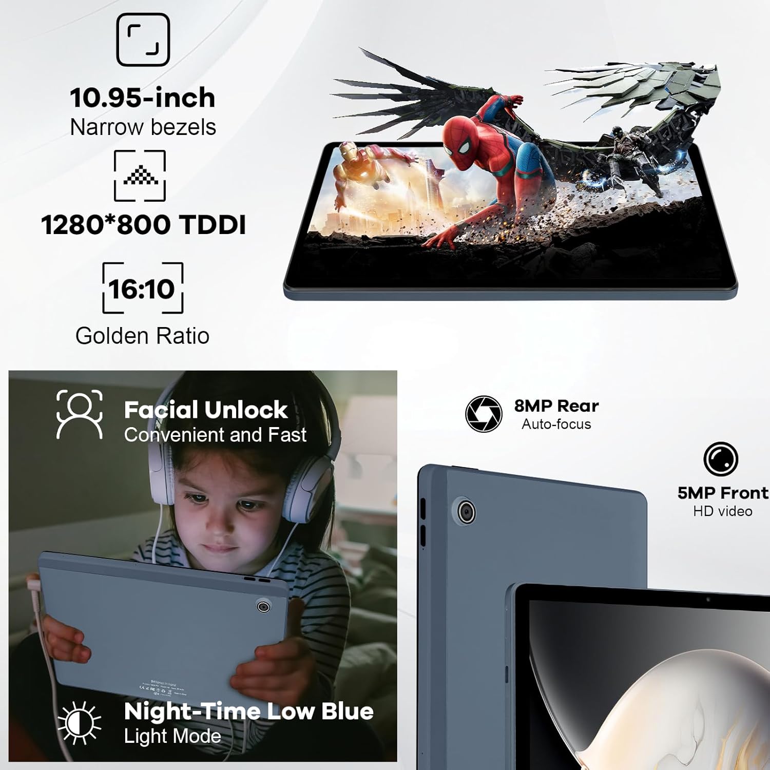 11インチ Android タブレット 10GB+128GB GMS認証 ワイドビジョン L1対応 6800mAh グレー