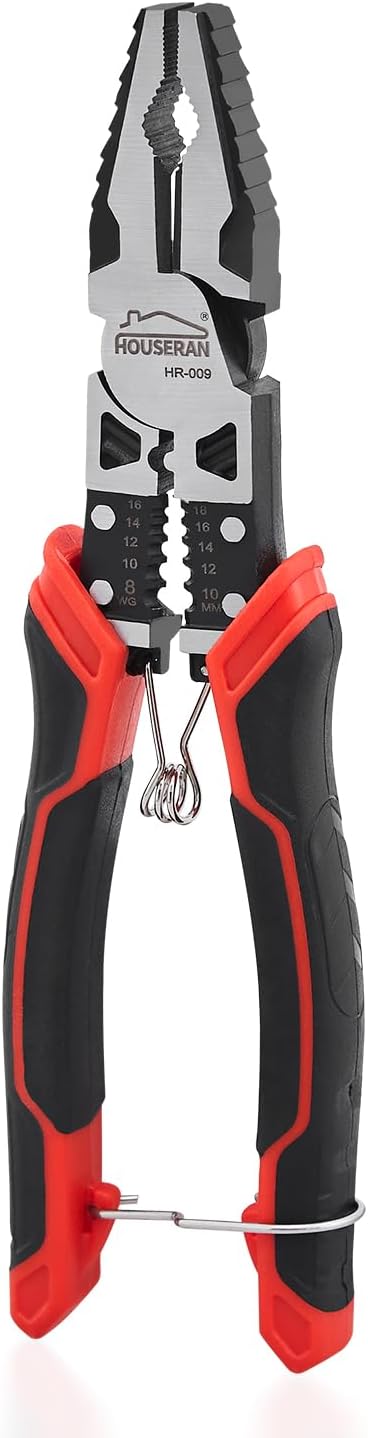 電工ペンチ 多機能 強力 211mm バネ付き ロック付き