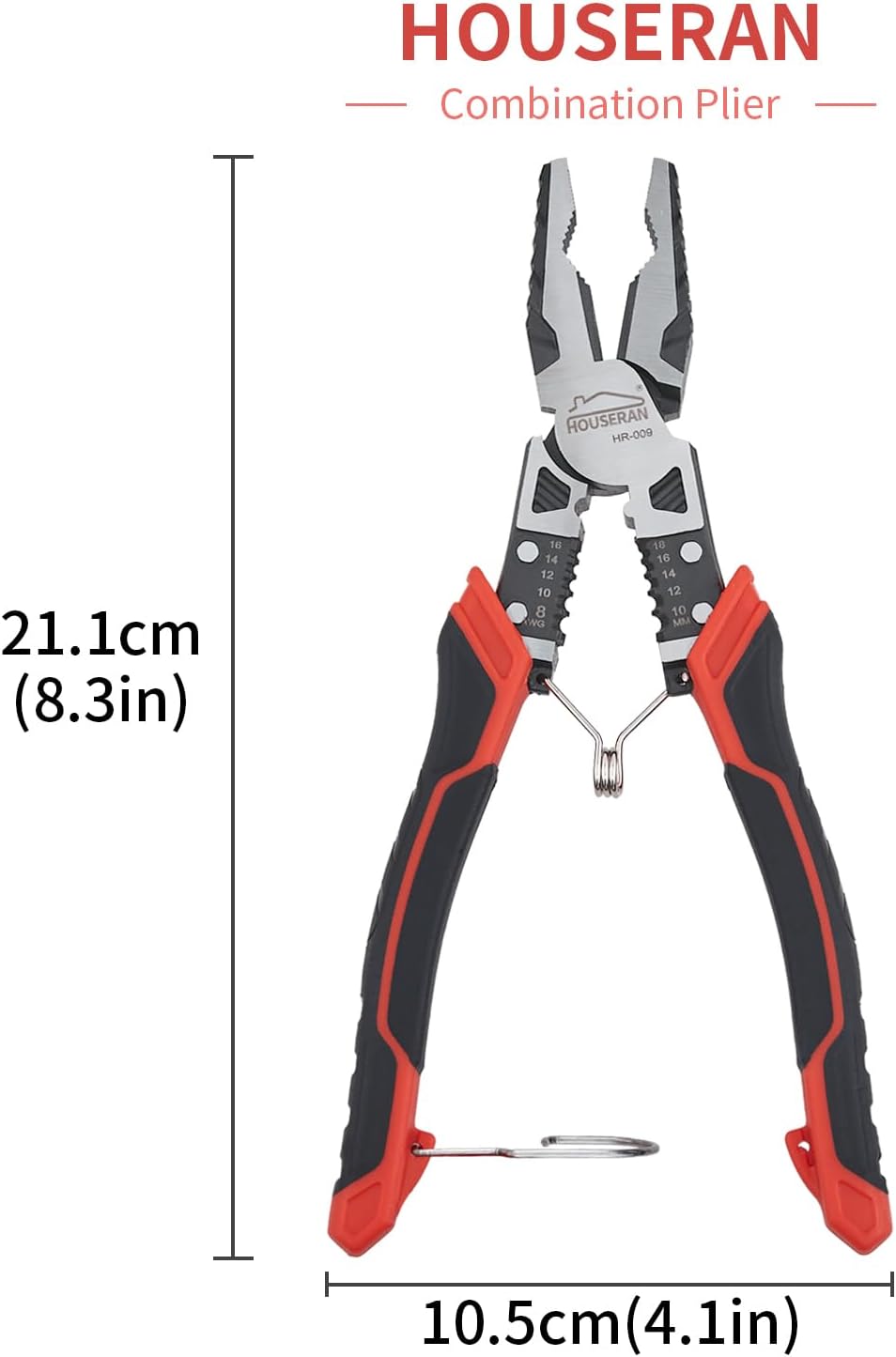 電工ペンチ 多機能 強力 211mm バネ付き ロック付き