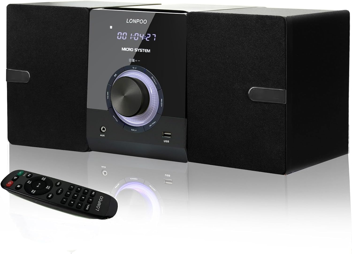 30W Bluetooth対応ミニコンポ CDプレーヤー FMラジオ USB/AUX入力 スピーカー