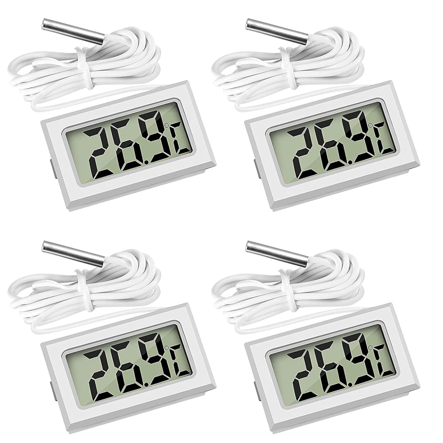 防水LCDデジタル温度計 -50℃~110℃ 冷蔵庫用 4個セット