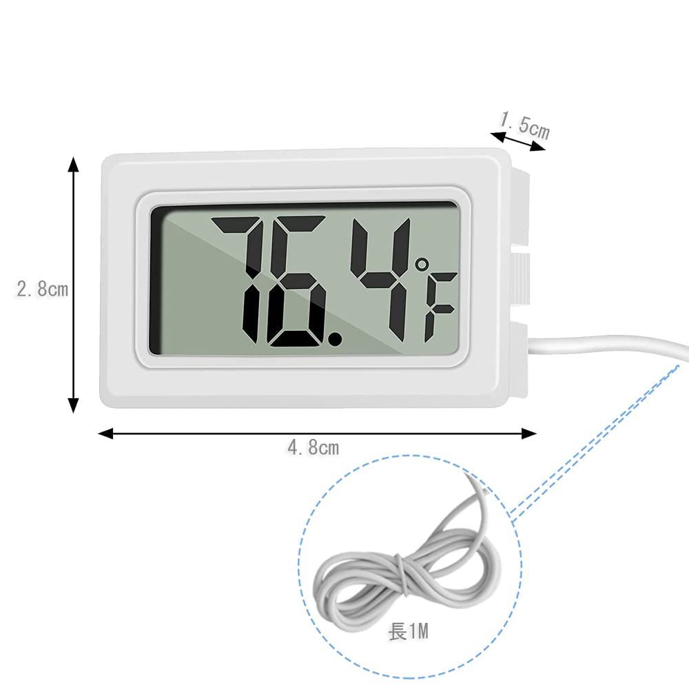 防水LCDデジタル温度計 -50℃~110℃ 冷蔵庫用 4個セット