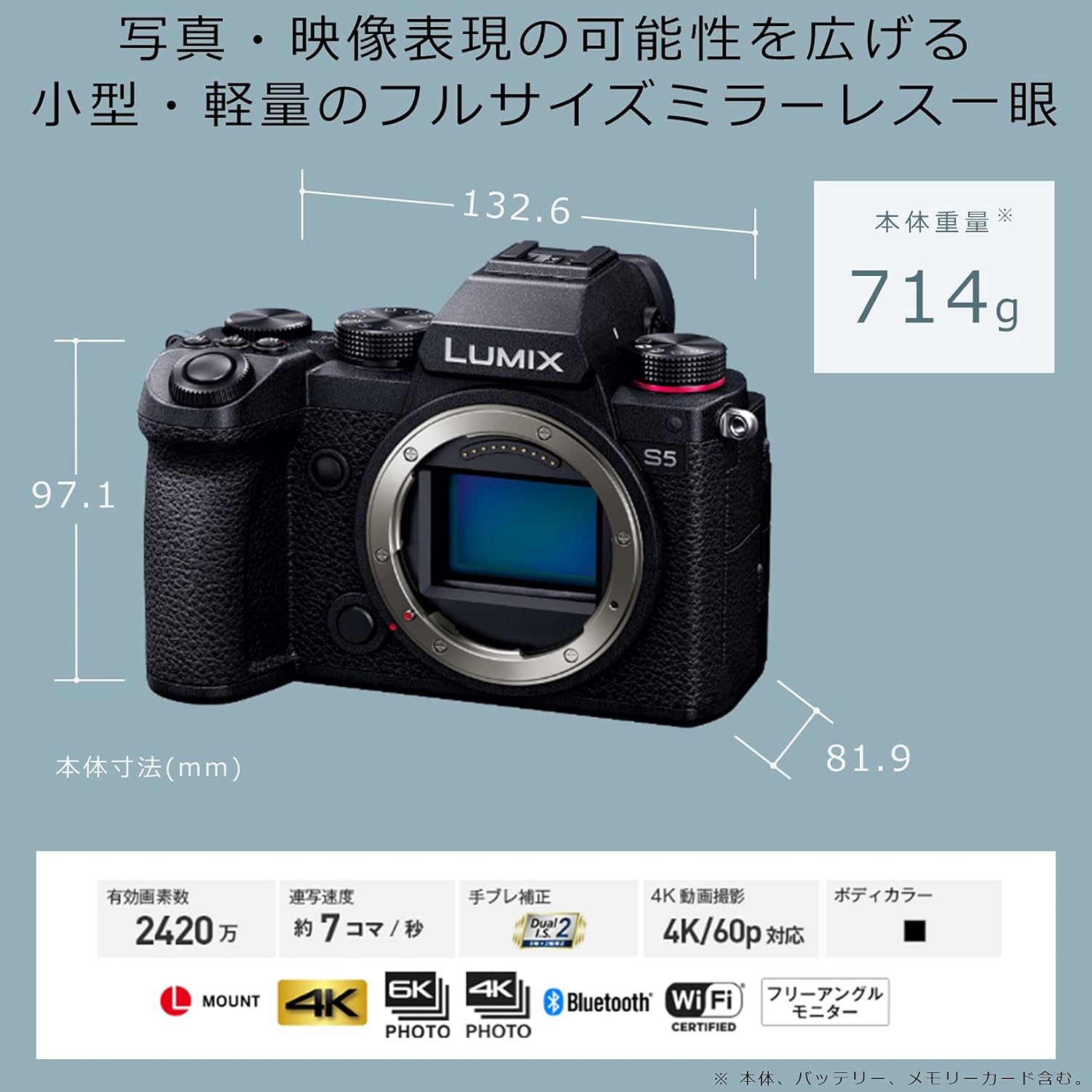 ルミックス S5 フルサイズミラーレス一眼カメラ ボディ ブラック 軽量モデル