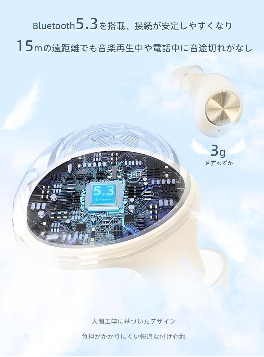 2025年モデル ワイヤレスイヤホン Bluetooth 5.3 Hi-Fi音質 ノイズキャンセリング 最大50時間再生 防水カナル型 (パープル)
