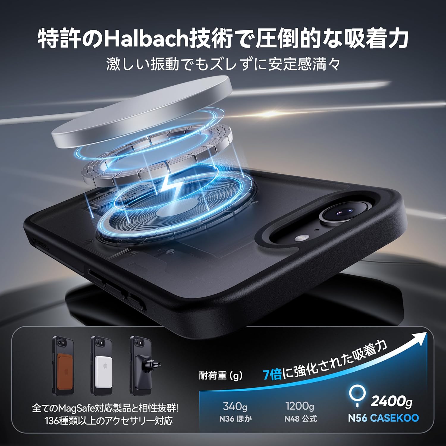 iPhone 16e用ケース【MAGIC STAND Pro】米軍MIL規格・耐衝撃・MagSafe対応