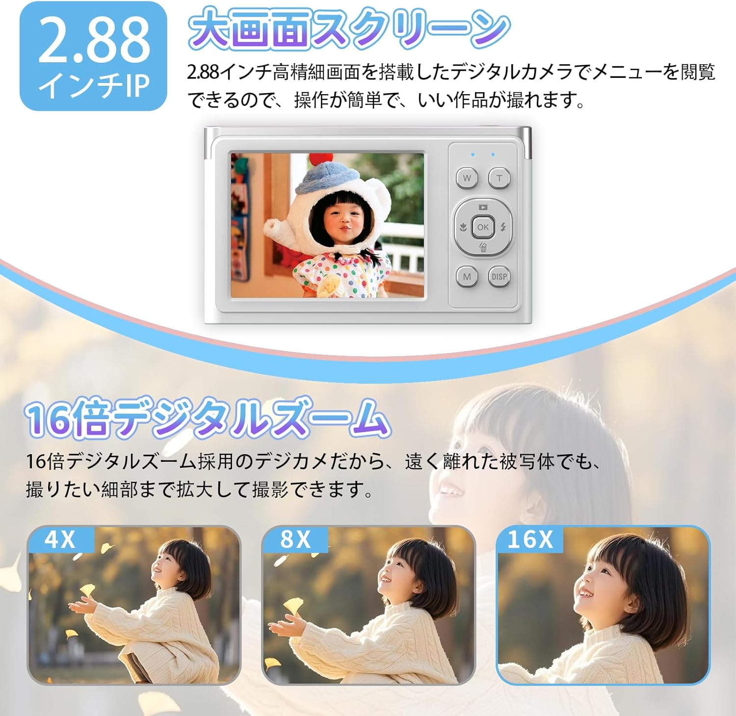 5000万画素 コンパクト4Kデジタルカメラ 手ぶれ補正・16倍ズーム初心者向け ブラック